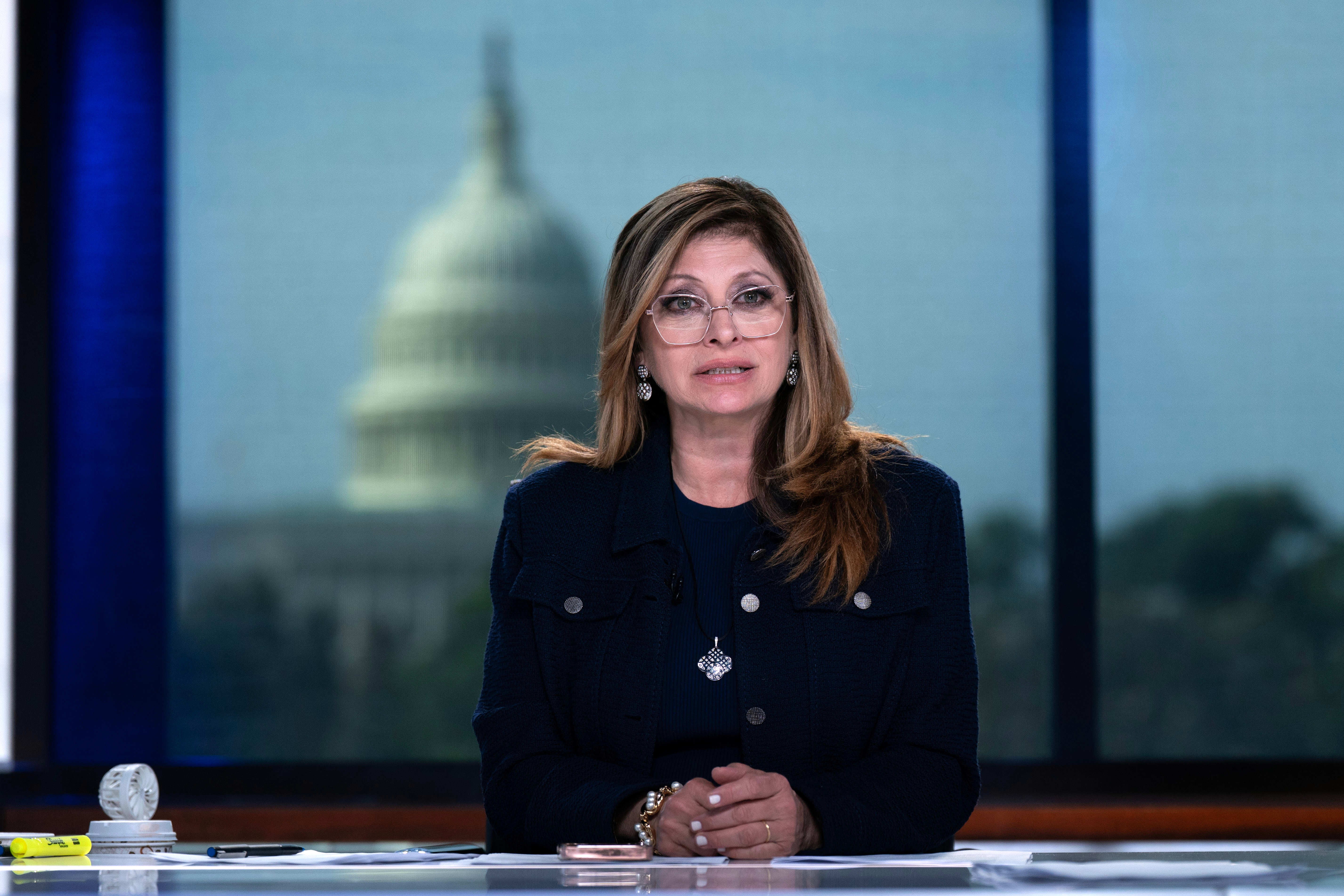 Fox Business Network's "Mornings with Maria" show anchor Maria Bartiromo speaks during an interview, June 9, in Washington. Bartiromo left Fox News Media on Thursday with no reason specified.