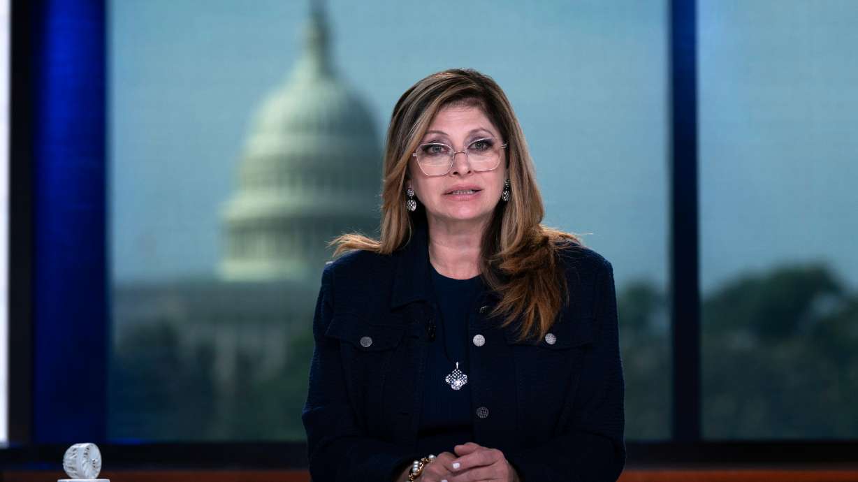 Fox Business Network's "Mornings with Maria" show anchor Maria Bartiromo speaks during an interview, June 9, in Washington. Bartiromo left Fox News Media on Thursday with no reason specified.