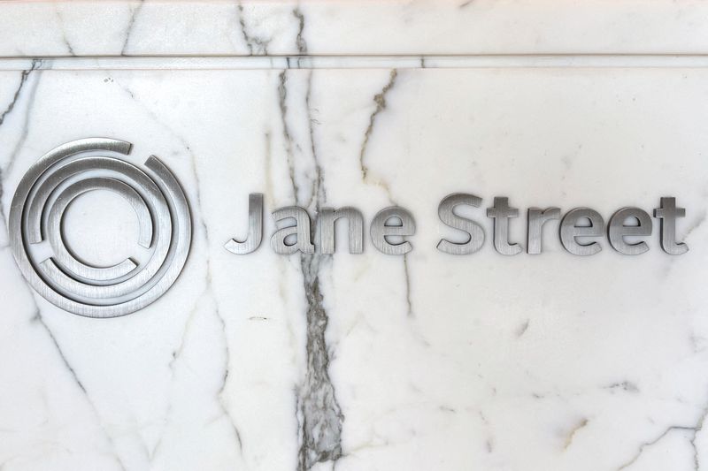 FILE PHOTO: Trading firm Jane Street's logo is displayed in New York City, U.S., July 14, 2025.