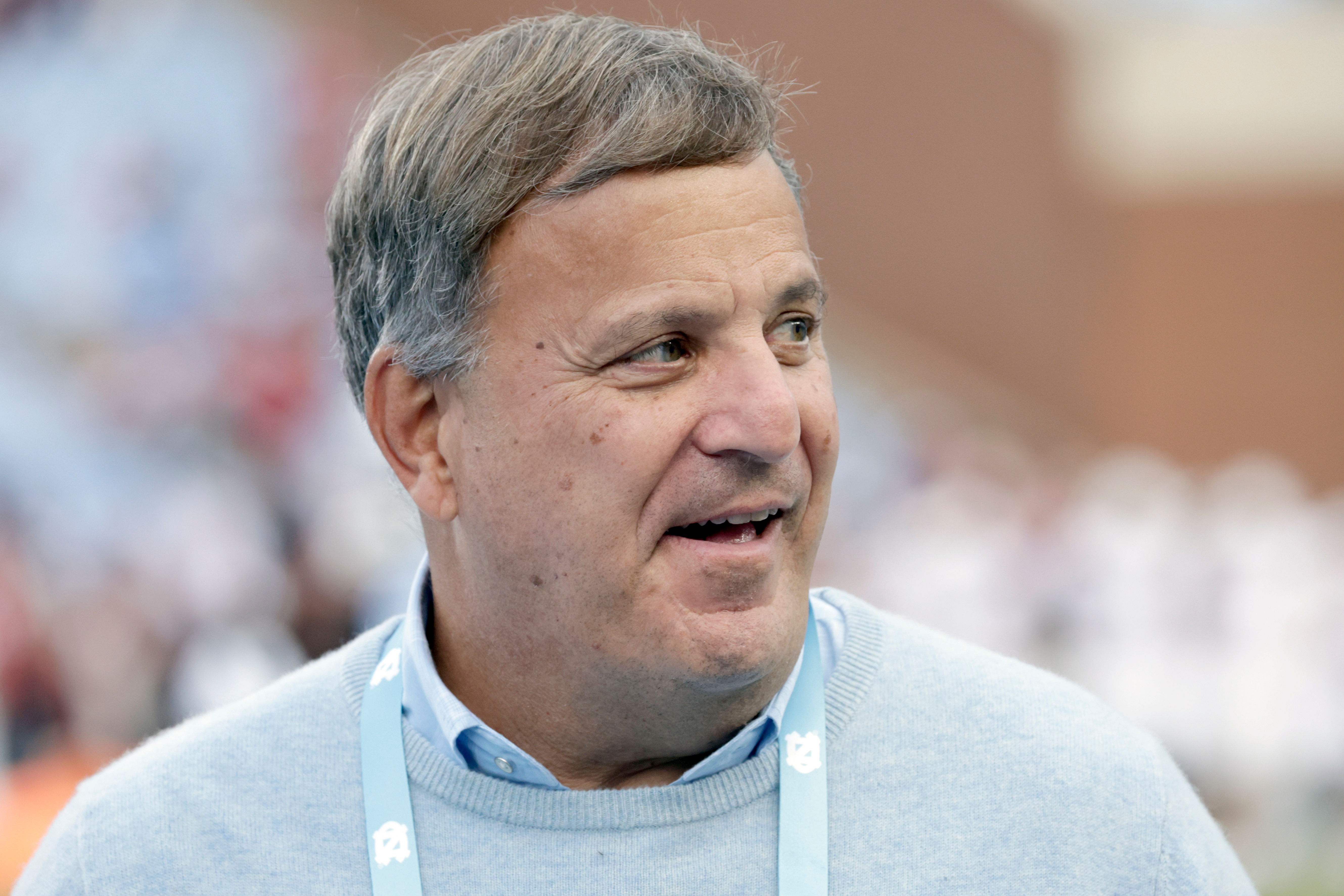 FILE - North Carolina general manager Michael Lombardi on the sidelines before an NCAA college football game Saturday, against Stanford, Nov. 8, 2025, in Chapel Hill, N.C. 