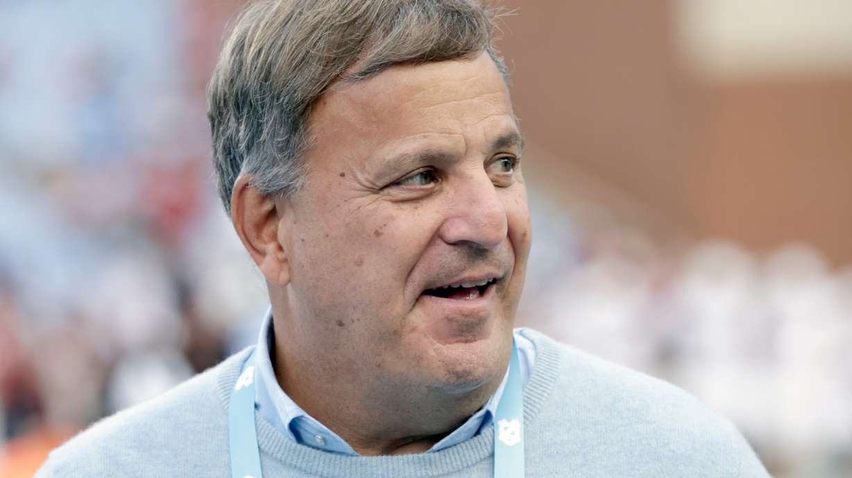 FILE - North Carolina general manager Michael Lombardi on the sidelines before an NCAA college football game Saturday, against Stanford, Nov. 8, 2025, in Chapel Hill, N.C.