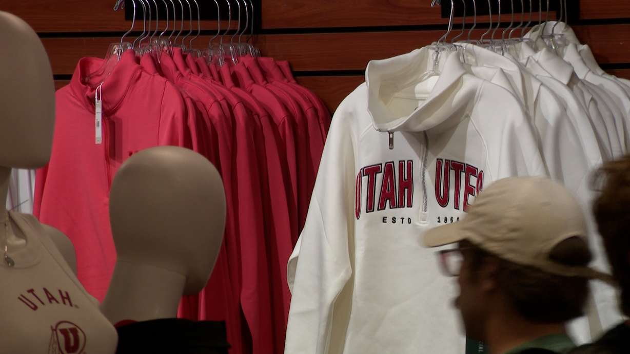 Merchandise for the Utah Utes is pictured in the University of Utah Campus Store on Thursday.