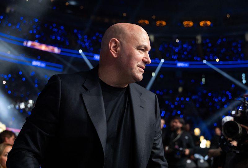 Jul 11, 2026; Las Vegas, Nevada, USA; UFC president Dana White in attendance during UFC 329 at T-Mobile Arena.