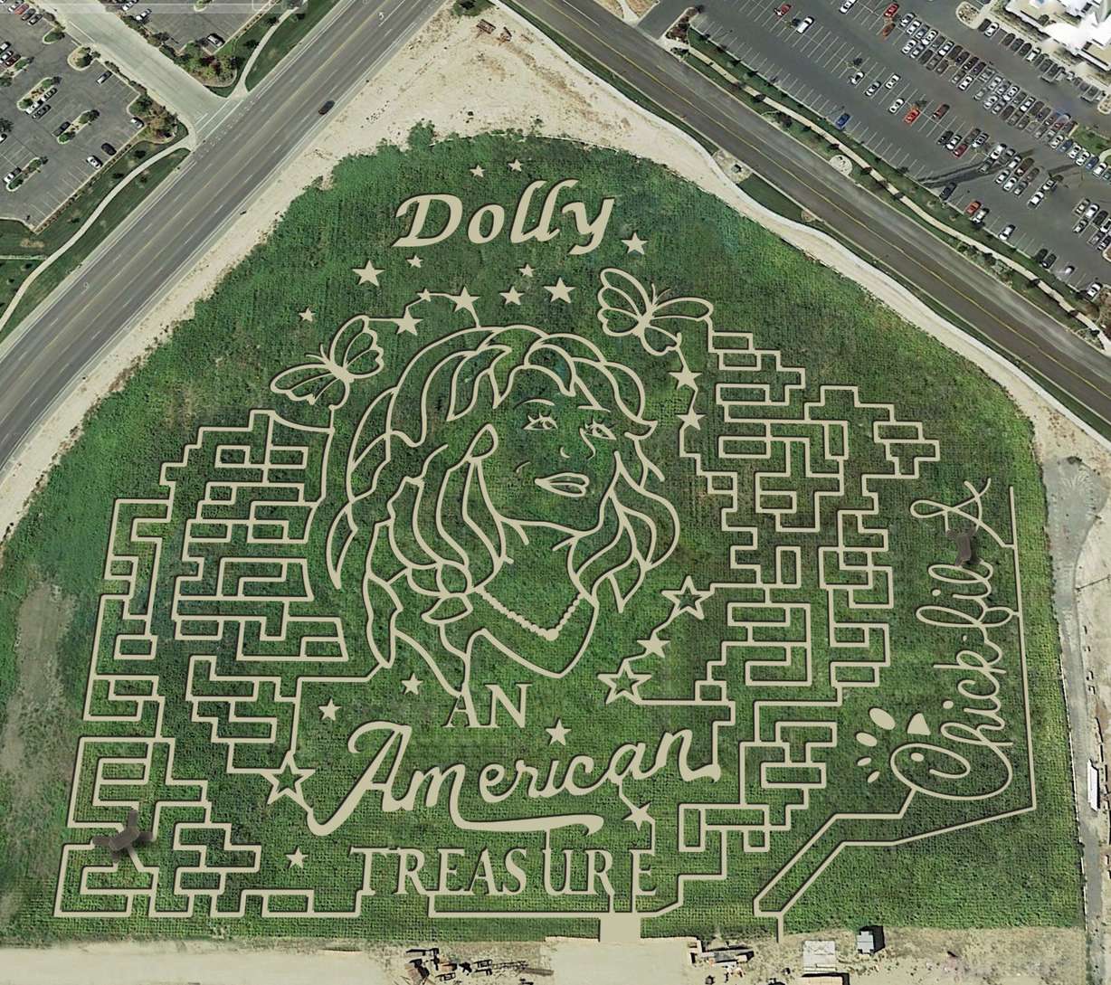 Cornbelly's in Lehi unveils its own Dolly Parton-themed corn maze ahead of its opening day on Friday.