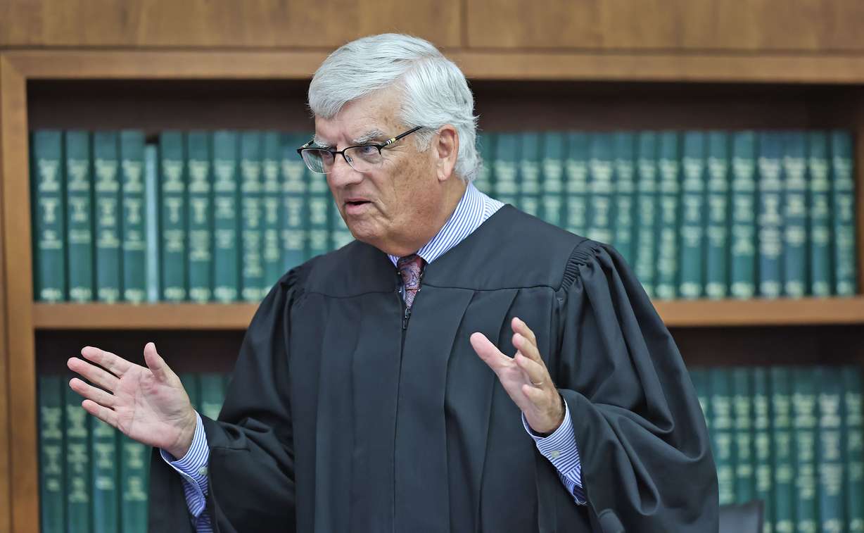 Judge William Sullivan addresses the jury during deliberations during Lindsay Clancy’s murder trial on Friday, in Plymouth, Mass. Sullivan was to declare a mistrial, but the defense was allowed an hour to appeal the verdict.