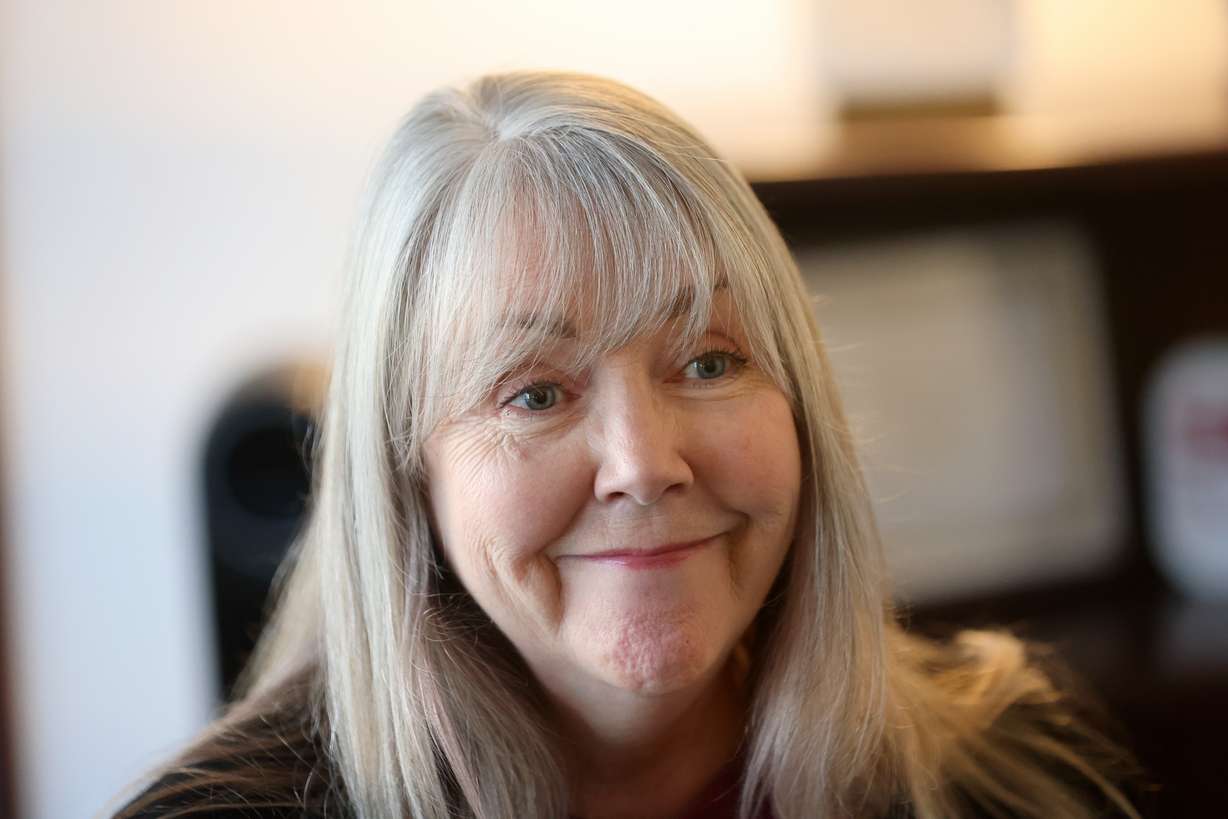 Salt Lake County tax lien coordinator Ray Lancaster, who lost her son to suicide, shares her story at the Salt Lake County Government Center in Salt Lake City on Thursday.
