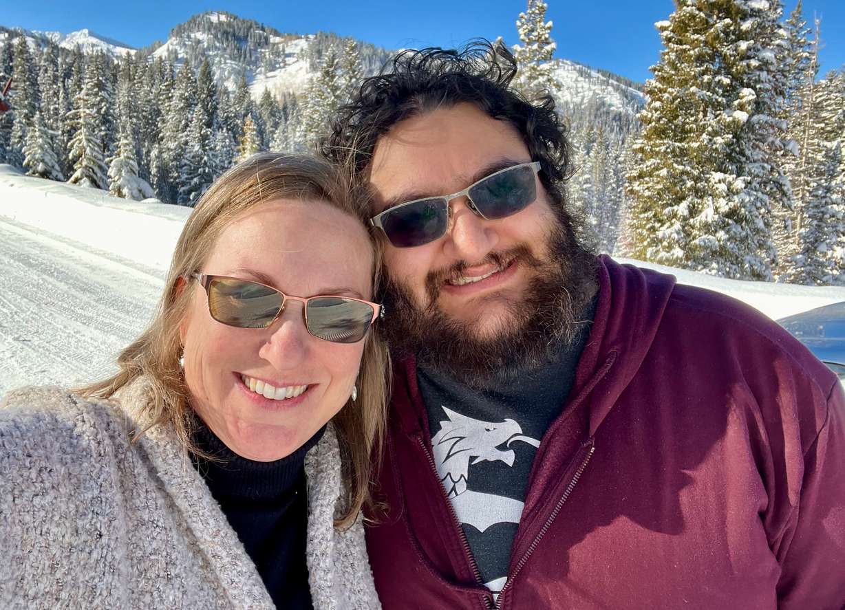 Salt Lake County treasurer Sheila Srivastava takes a selfie with her son, who was suicidal years ago but survived, on Jan. 6.