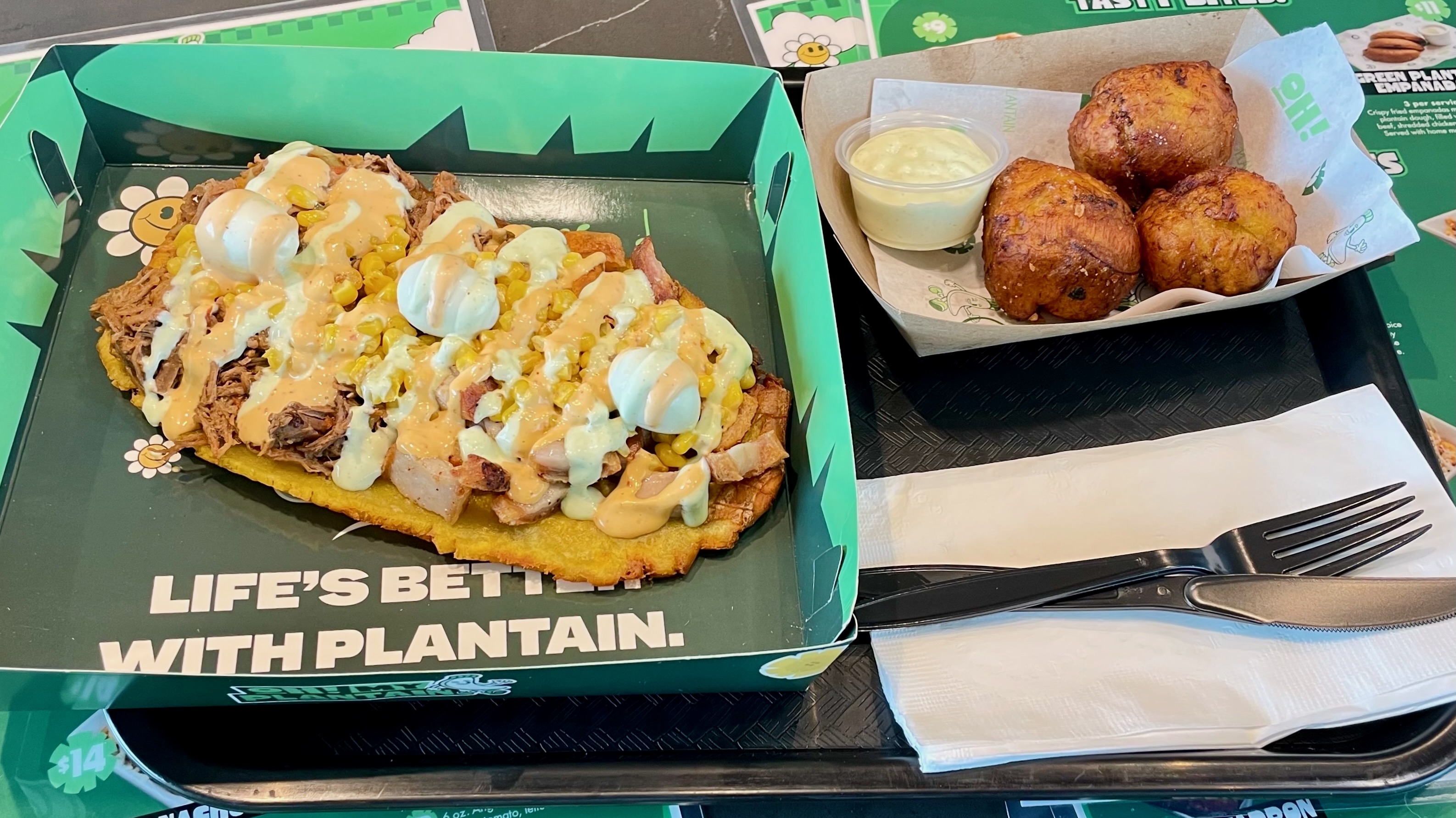 Colombian restaurant operator Steven Rodriguez focuses on plantains at two locations he operates. The photo shows a patacón and three marranitas prepared at the restaurant's Riverton location on Aug. 26.