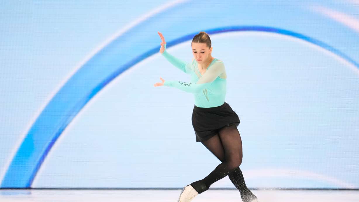 FILE - Russian figure skater Kamila Valieva competes at the Russian Jumping Championships in Moscow on Jan. 31, 2026.