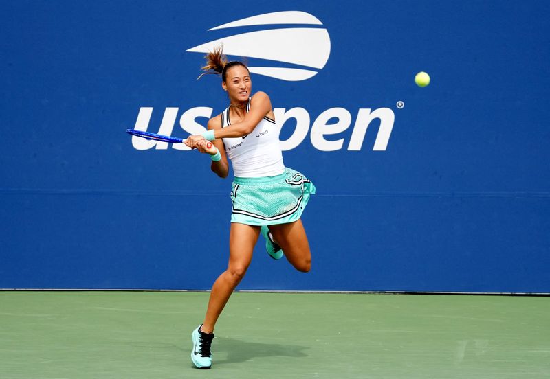 Tennis - U.S. Open - Flushing Meadows, New York, United States - September 5, 2026 China's Qinwen Zheng in action during her third round match against Madison Keys of the U.S. IMAGN IMAGES via Reuters/Jerry Lai