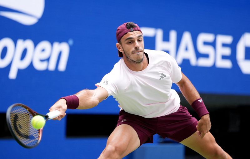 Tennis - U.S. Open - Flushing Meadows, New York, United States - September 5, 2026 Argentina's Francisco Cerundolo in action during his third round match against Taylor Fritz of the U.S. IMAGN IMAGES via Reuters/Robert Deutsch