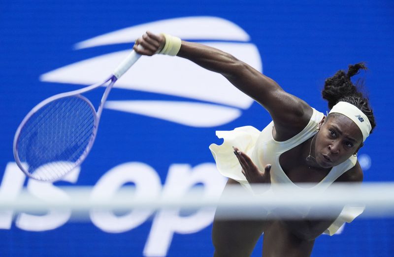 Tennis - U.S. Open - Flushing Meadows, New York, United States - September 5, 2026 Coco Gauff of the U.S. in action during her third round match against Spain's Cristina Bucsa
