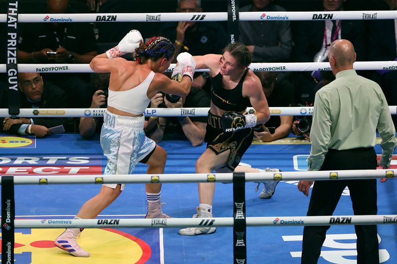 Boxing - Katie Taylor v Flora Pili - IBF, IBO, WBC & WBO World Super Lightweight Titles - Croke Park, Dublin, Ireland - September 5, 2026 Katie Taylor in action during her fight against Flora Pili