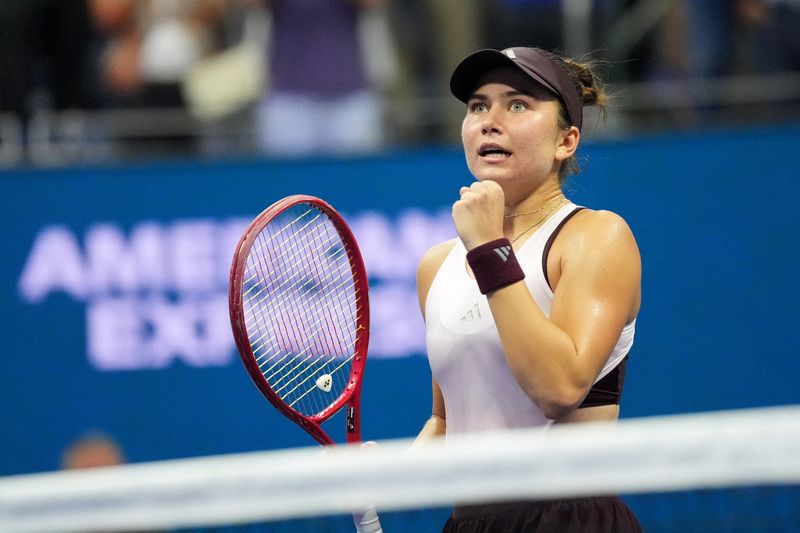 Tennis - U.S. Open - Flushing Meadows, New York, United States - September 5, 2026 Iva Jovic of the U.S. celebrates winning her third round match against Philippines' Alexandra Eala IMAGN IMAGES via Reuters/Robert Deutsch