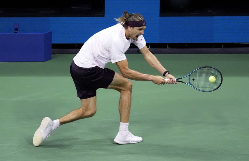 Tennis - U.S. Open - Flushing Meadows, New York, United States - September 6, 2026 Germany's Alexander Zverev in action during his third round match against Chile's Alejandro Tabilo