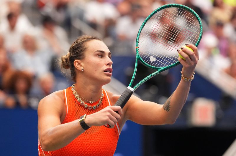 Tennis - U.S. Open - Flushing Meadows, New York, United States - September 6, 2026 Belarus' Aryna Sabalenka in action during her round of 16 match against Taylor Townsend of the U.S. IMAGN IMAGES via Reuters/Robert Deutsch