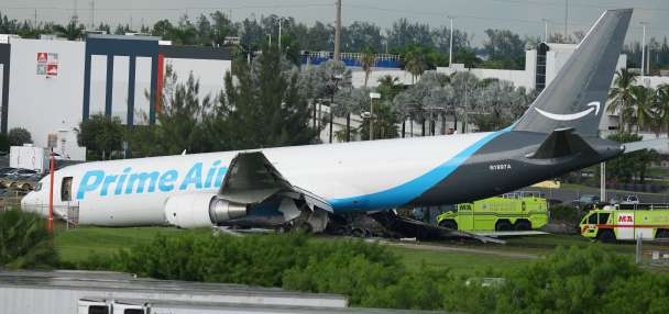 Federal investigators probe Amazon cargo jet's fiery runway crash that killed 5 in Miami