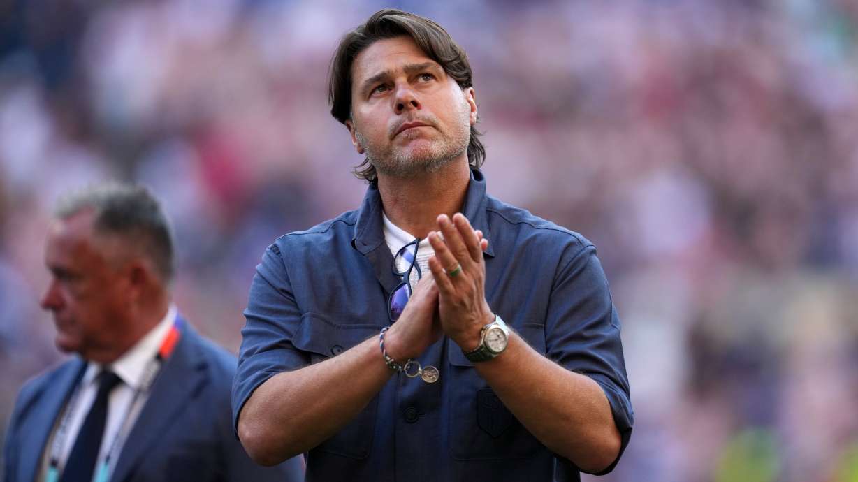 FILE - United States head coach Mauricio Pochettino walks off the field after the United States lost a World Cup round of 16 soccer match against Belgium in Seattle, July 6, 2026.