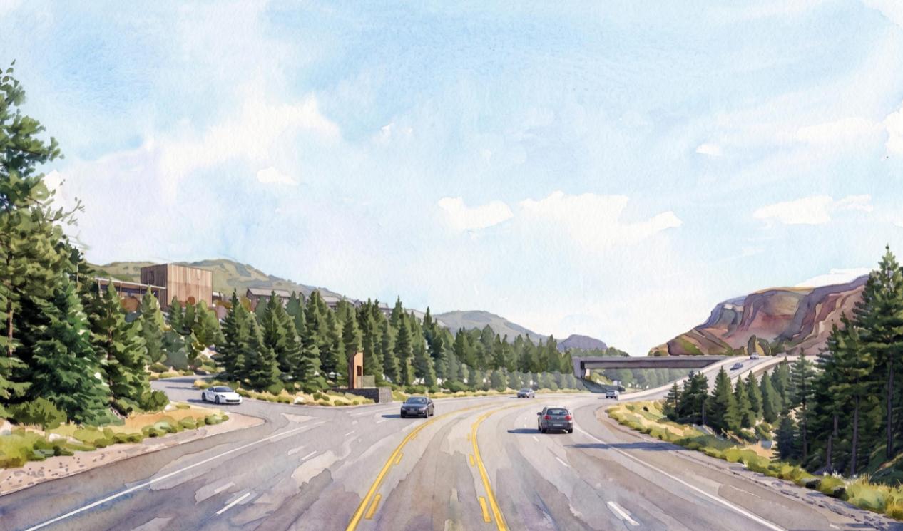 An artist's rendering depicts the Vesper Amphitheater, a large music venue to be built near the base of Provo Canyon.