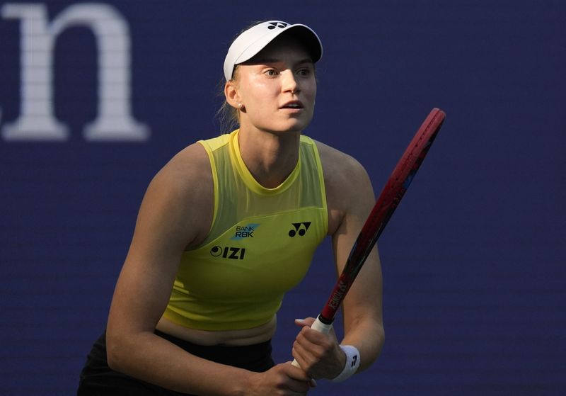 Tennis - U.S. Open - Flushing Meadows, New York, United States - September 7, 2026 Kazakhstan's Elena Rybakina in action during her round of 16 match against Japan's Naomi Osaka