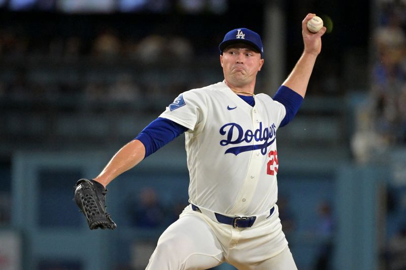 Sep 8, 2026; Los Angeles, California, USA;  Los Angeles Dodgers pitcher Tarik Skubal (29) pitches against the against the Cincinnati Reds at Dodger Stadium.