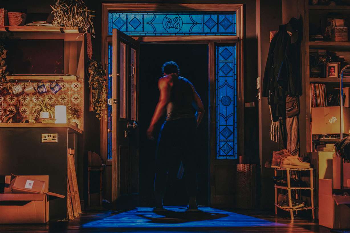 Travis A. Knight appears during a performance of the play "Paranormal Activity" in Boston on July 10.