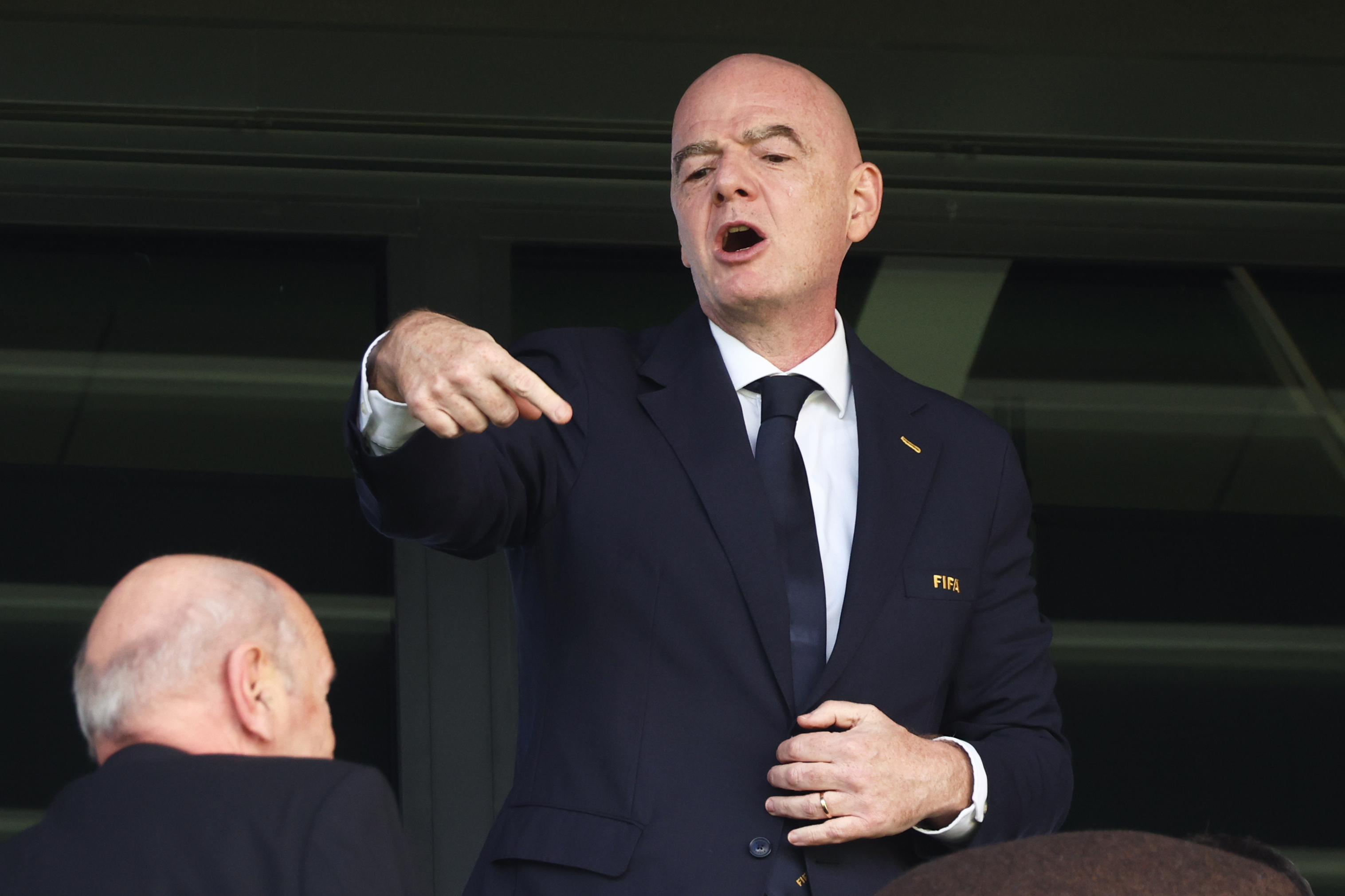 FIFA President Gianni Infantino attends the opening game of the Women's U20 World Cup opening match between Poland and Argentina in Katowice, Poland, Saturday, Sept. 5, 2026. 