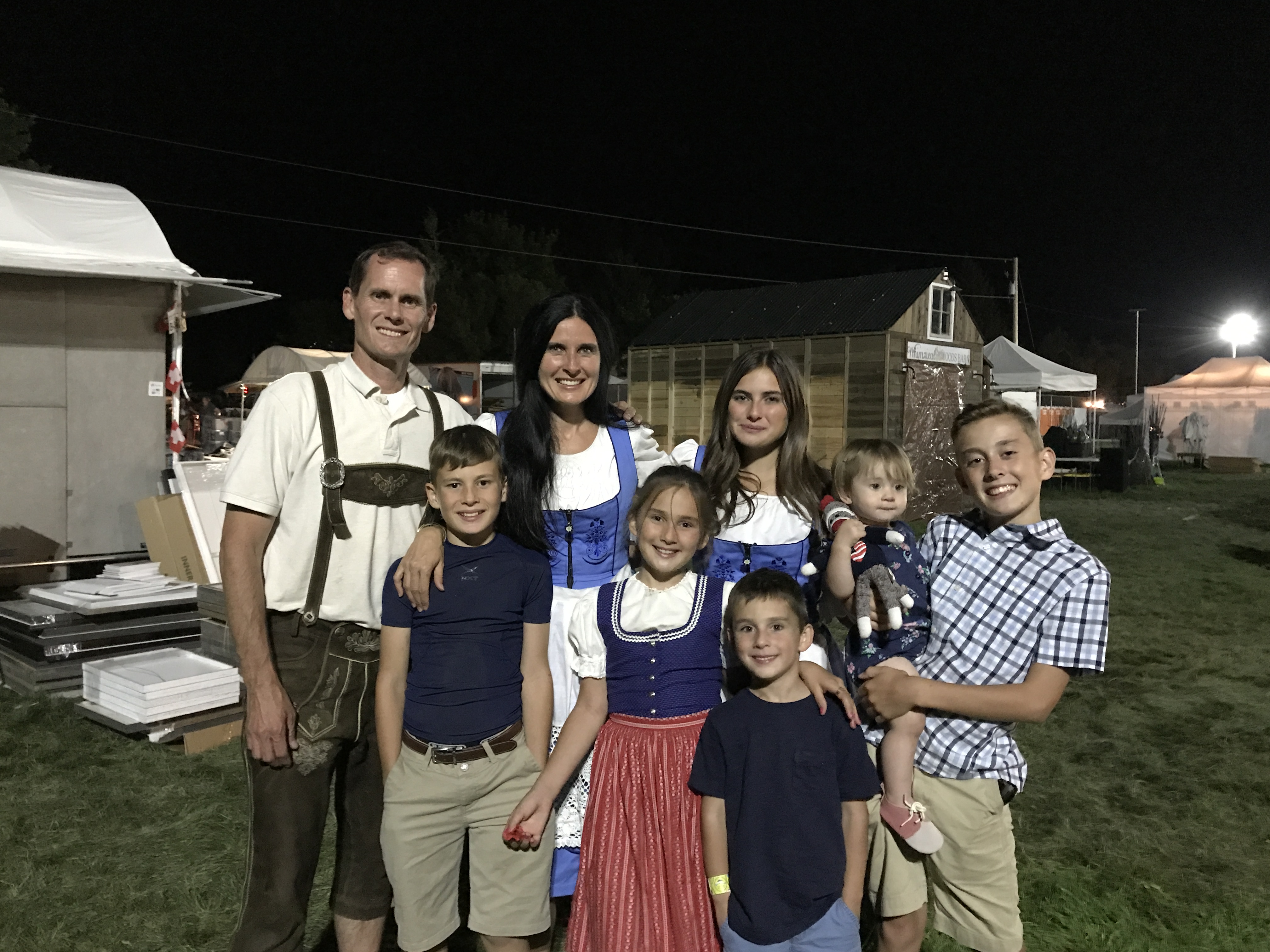 The Peterson family at the end of Swiss Days in Midway, where they sold blankets for their company Saranoni.