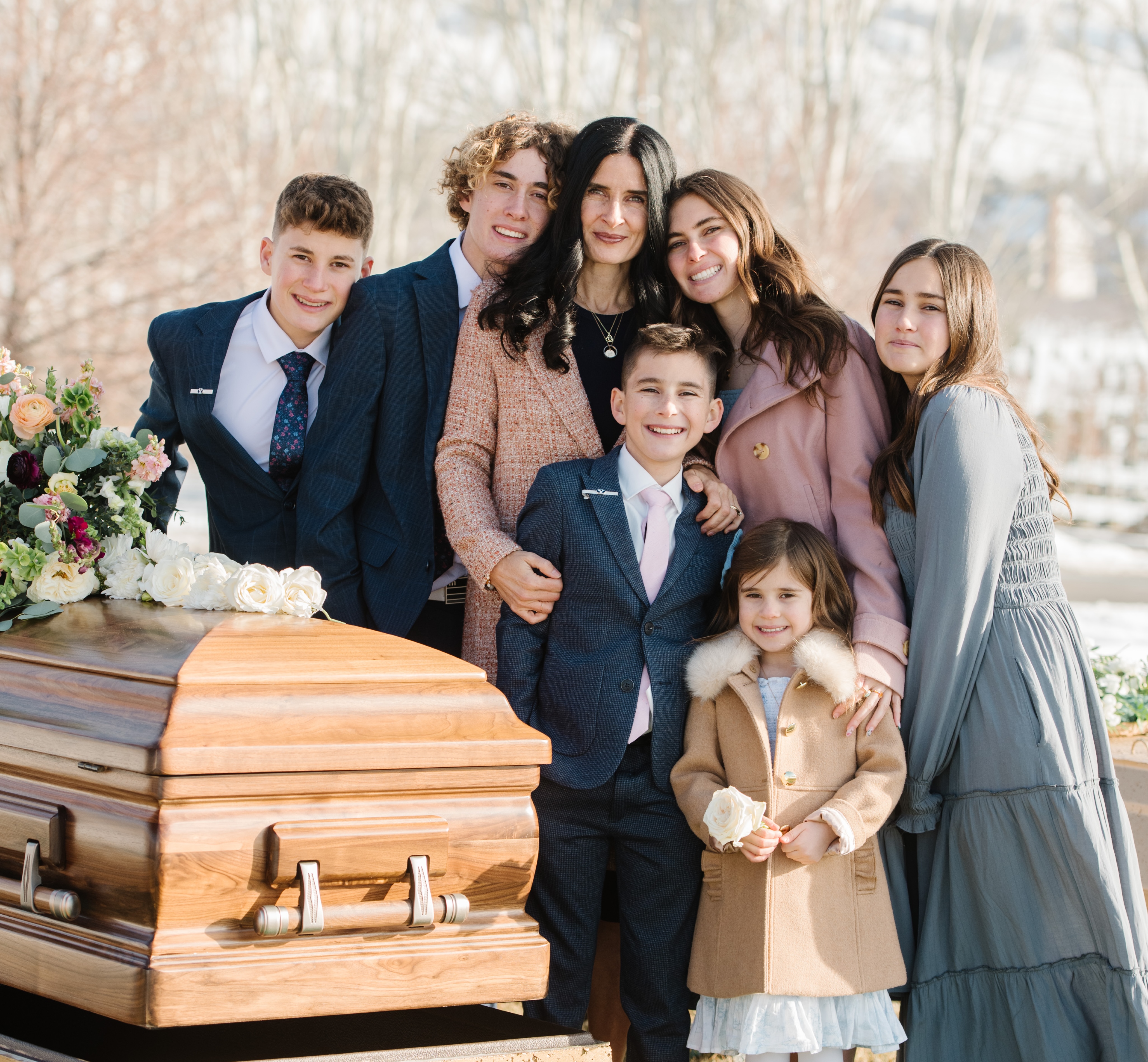 The Peterson family at the funeral for their father, Nathan Peterson, in January 2022.