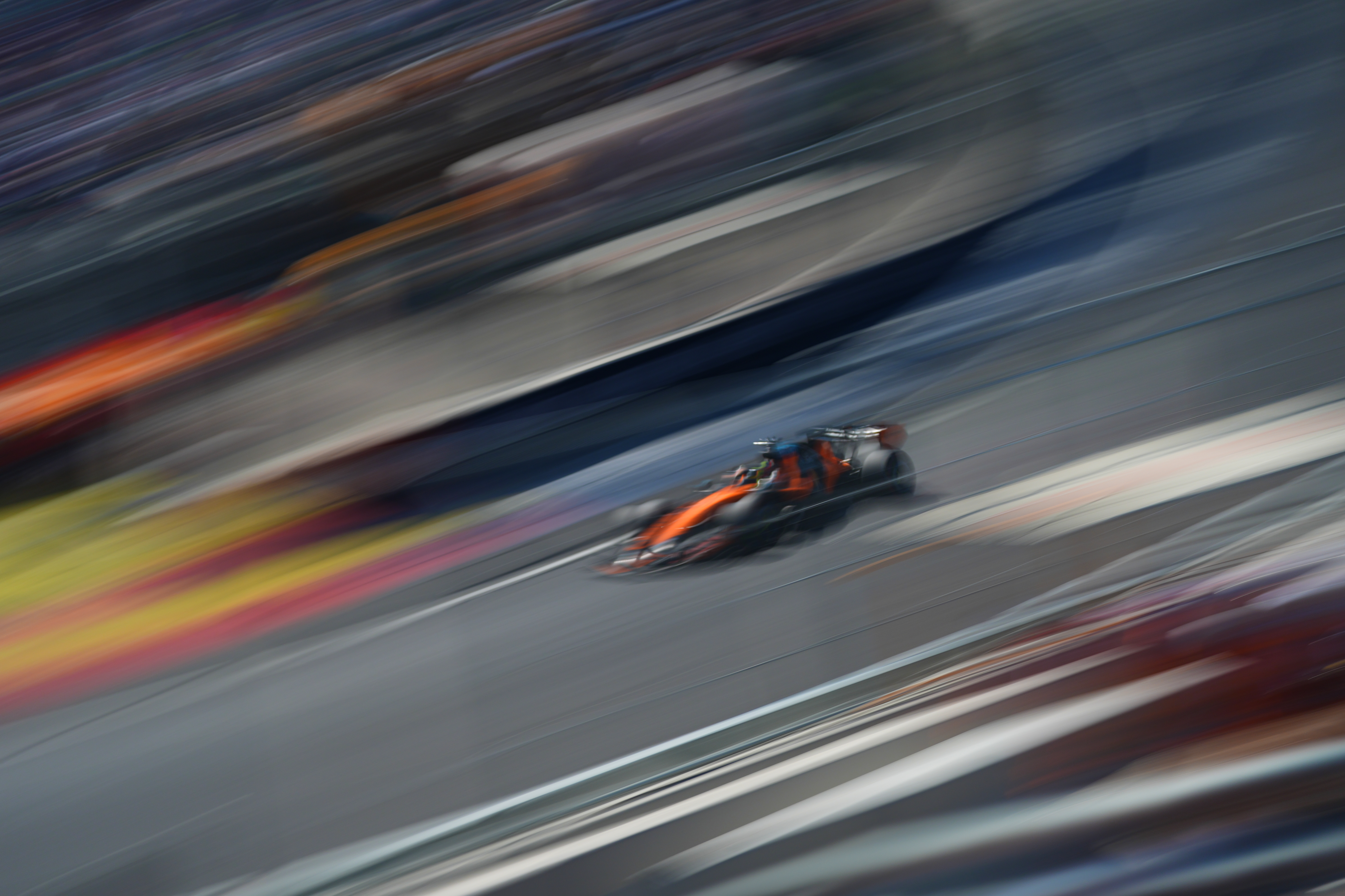 McLaren driver Lando Norris of Britain steers his car during the qualifying session ahead of the Spanish Formula One Grand Prix in Madrid, Saturday, Sept. 12, 2026. 