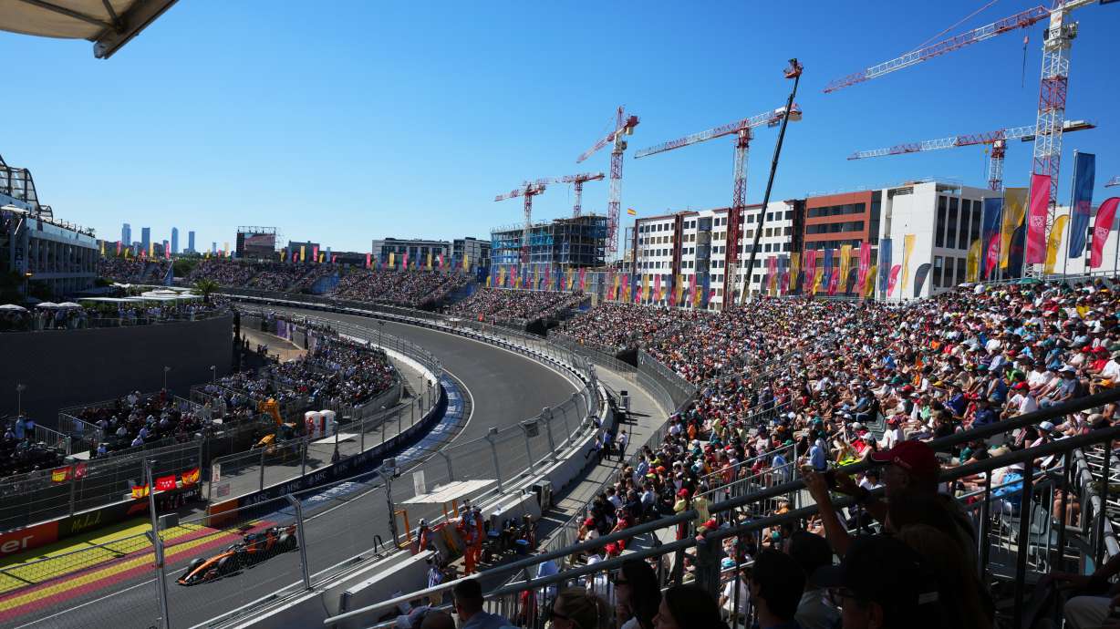 McLaren driver Lando Norris of Britain steers his car during the qualifying session ahead of the Spanish Formula One Grand Prix in Madrid, Saturday, Sept. 12, 2026.