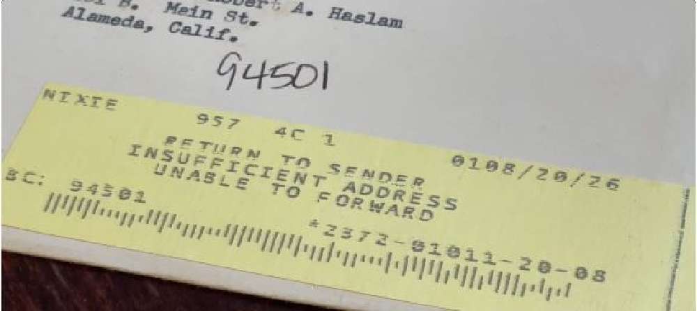 Church letter postmarked in 1955 returned to sender