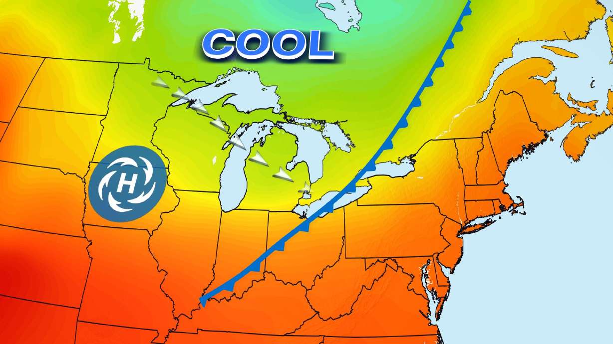 A cold front ushers in a taste of fall for Midwest and Northeast.