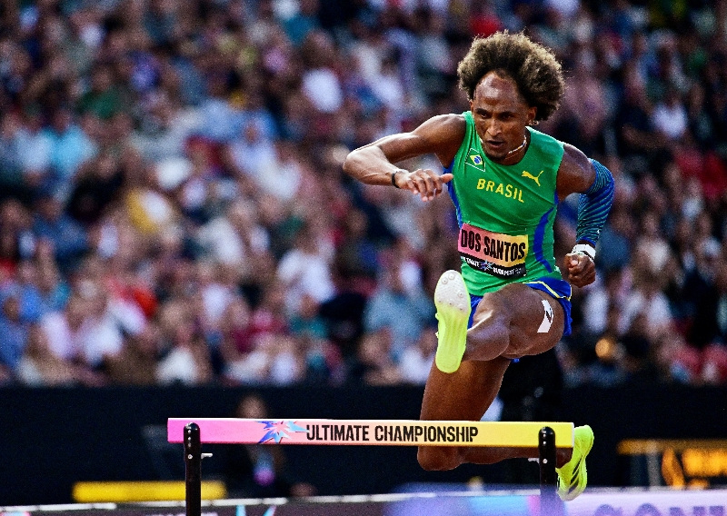 Athletics - 2026 World Athletics Ultimate Championships - National Athletics Centre, Budapest, Hungary - September 13, 2026 Brazil's Alison dos Santos in action during the Men's 400m Hurdles final