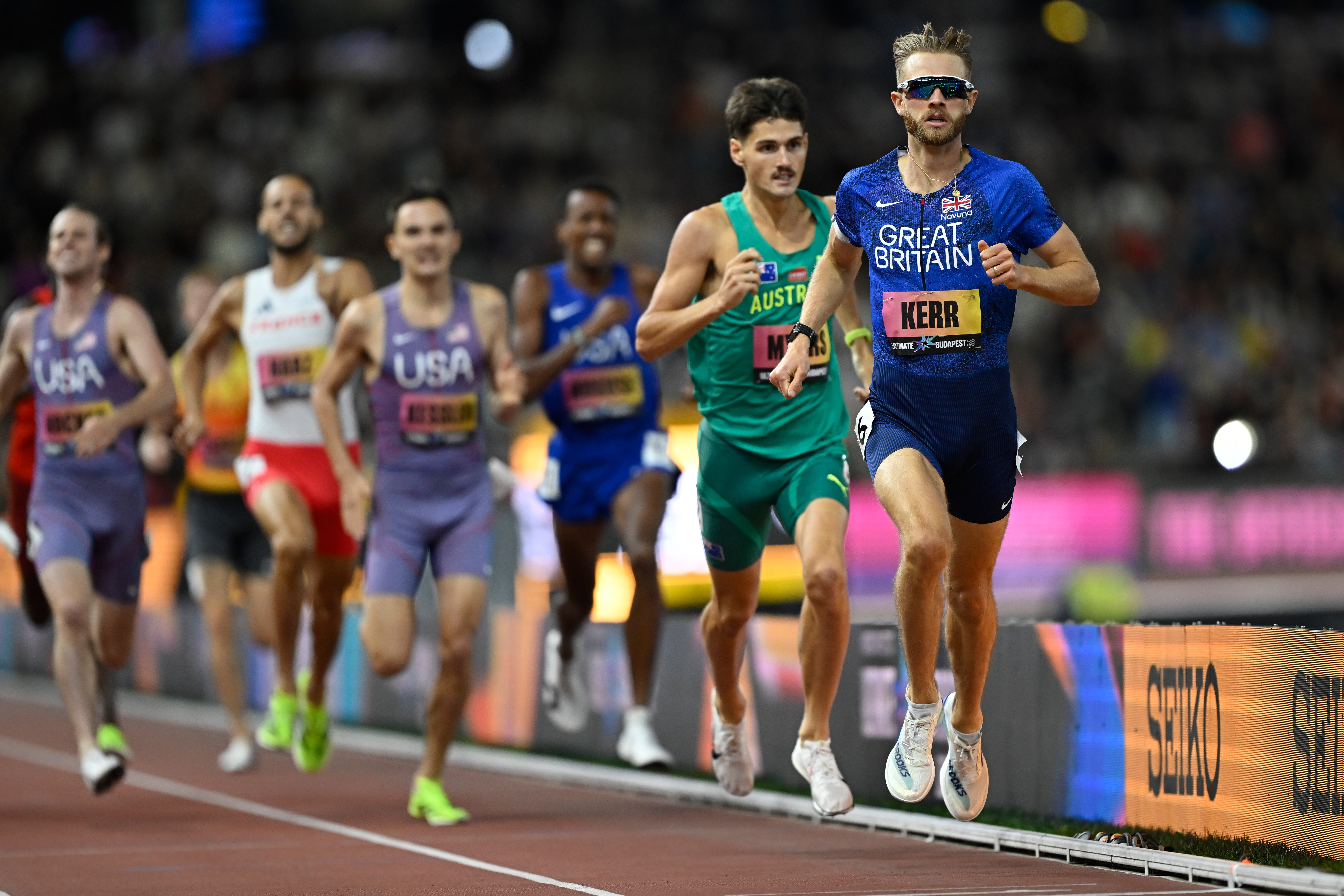 Josh Kerr, of Britain, wins the men's 1,500 meters final during the World Athletics Ultimate Championship in Budapest, Hungary, Sunday, Sept. 13, 2026. 