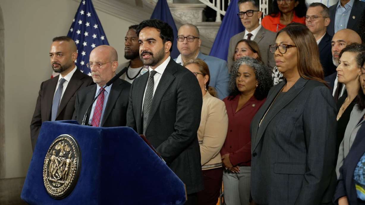 New York City Mayor Zohran Mamdani speaks at a news conference on Monday in New York.