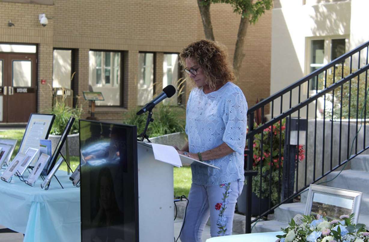 Hevenlee Hoopes, the mother of Amber Hoopes, speaking at the Missing Persons Day event.