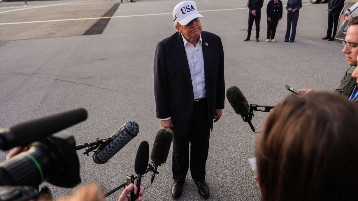 President Donald Trump speaks with reporters before boarding Air Force One at Shannon Airport, Sunday, in Shannon, Ireland. The House could consider an article of impeachment targeting President Donald Trump this week