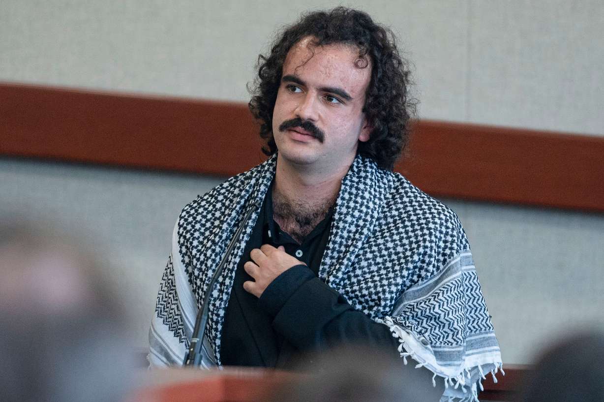 Tahseen Aliahmed testifies in court during Jason Eaton's trial in Burlington, Vt., on Monday.