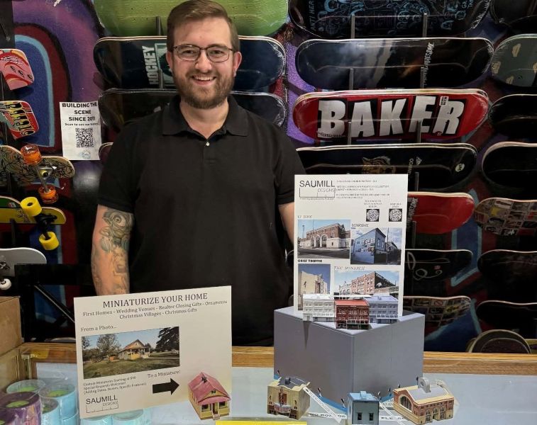 Jonah Saunders displays his detailed miniature creations, including replicas of Pocatello’s Deckadence building, Chief Theater, Monarch Building and a childhood home.