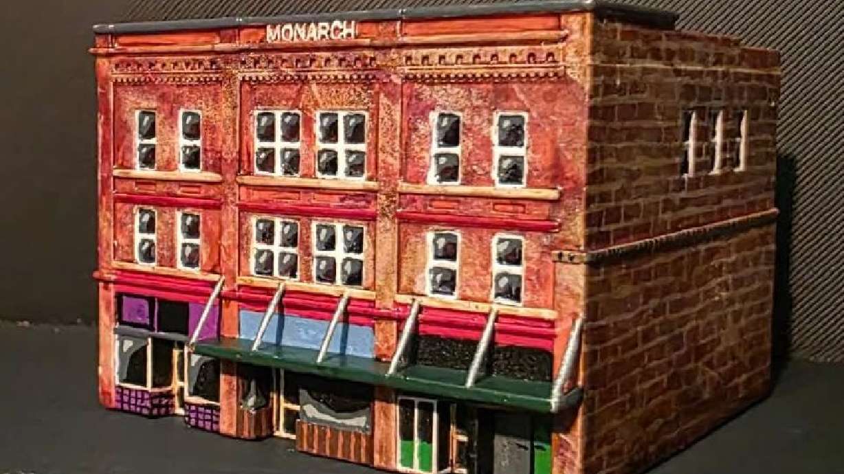 A miniature replica of Pocatello’s historic Monarch Building created by Jonah Saunders of Saumill Designs. The downtown building was demolished this summer after standing for more than a century. When one of downtown Pocatello's most recognizable buildings disappeared this summer, Jonah Saunders decided to preserve a little piece of its history.
