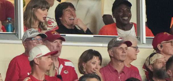 Taylor Swift skips the Emmys for Arrowhead, cheering on hubby Travis Kelce alongside Tom Cruise