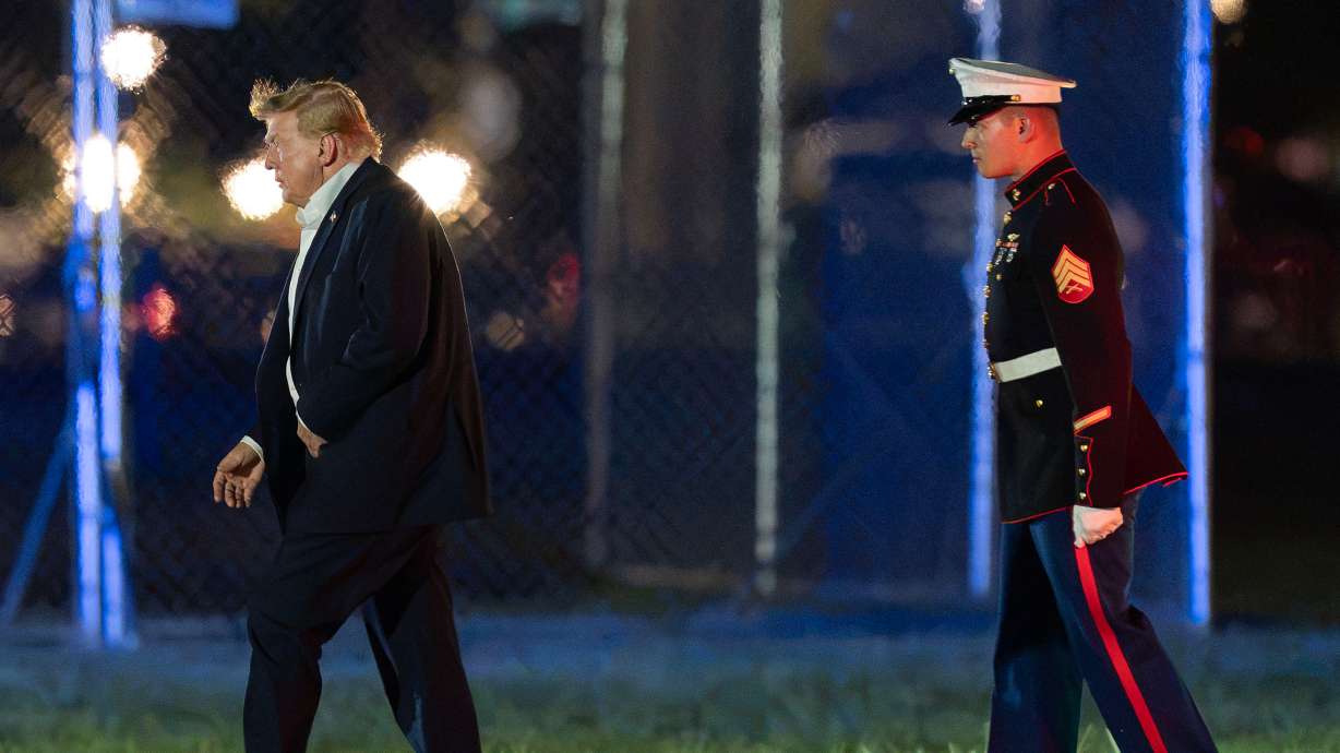 President Donald Trump walks from Marine One to his limousine upon his arrival at the Ellipse just outside of the White House, Sunday, in Washington. Trump slammed the Supreme Court after it rejected his mail ballot executive order on Tuesday.