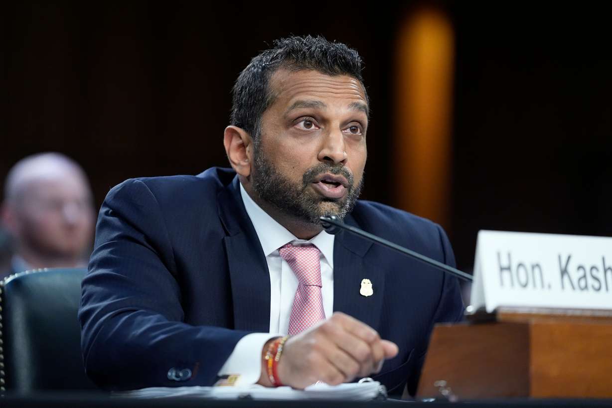 FBI Director Kash Patel testifies during the Senate Judiciary hearing on Oversight of the Federal Bureau of Investigation, Tuesday, in Washington. Patel was pressed on the FBI's hiring standards during the hearing.