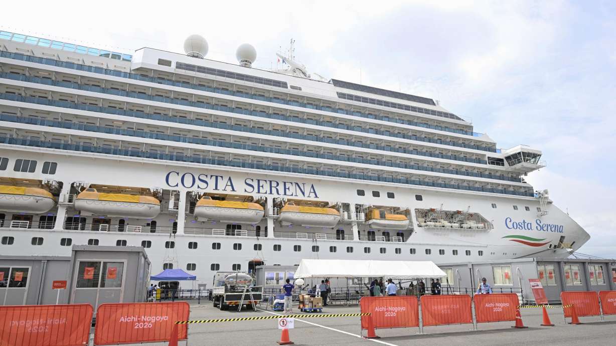 The Italian cruise ship, the Costa Serena, that will house up to 5,000 officials and athletes for the Asian Games, arrives at a port in Nagoya, central Japan, Tuesday, Sept. 15, 2026.