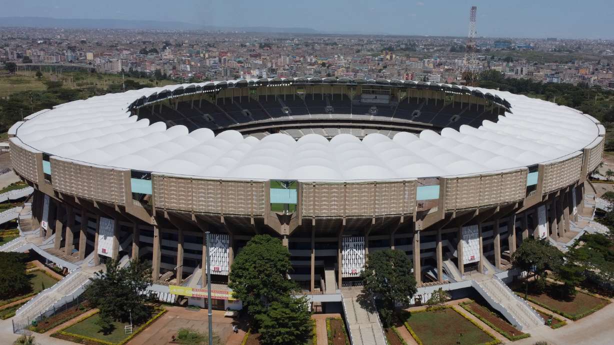 The Moi International Sports Centre in Kasarani, which has a seating capacity reduced to around 48,000 following major renovations, in Nairobi, Kenya, Friday, Oct. 10, 2025.