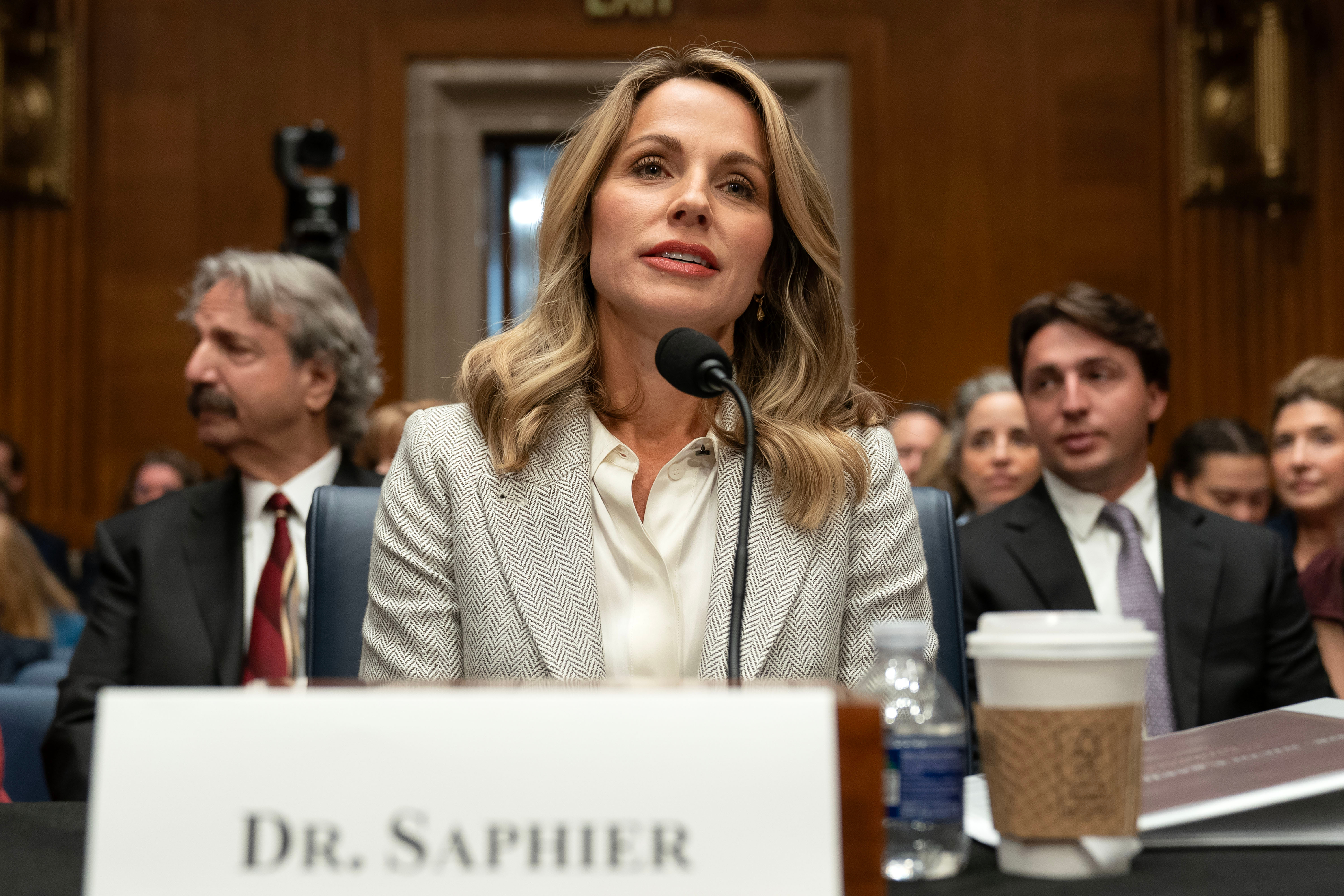 Dr. Nicole Saphier, surgeon general nominee, testifies before the Senate Committee on Health, Education, Labor and Pensions during a confirmation hearing on Capitol Hill, Wednesday, in Washington. Saphier was grilled mainly on her stance on childhood vaccines.