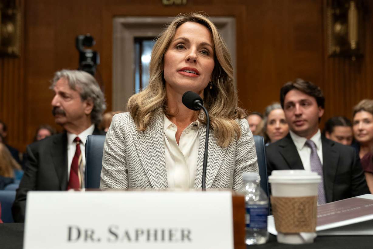 Dr. Nicole Saphier, surgeon general nominee, testifies before the Senate Committee on Health, Education, Labor and Pensions during a confirmation hearing on Capitol Hill, Wednesday, in Washington. Saphier was grilled mainly on her stance on childhood vaccines.