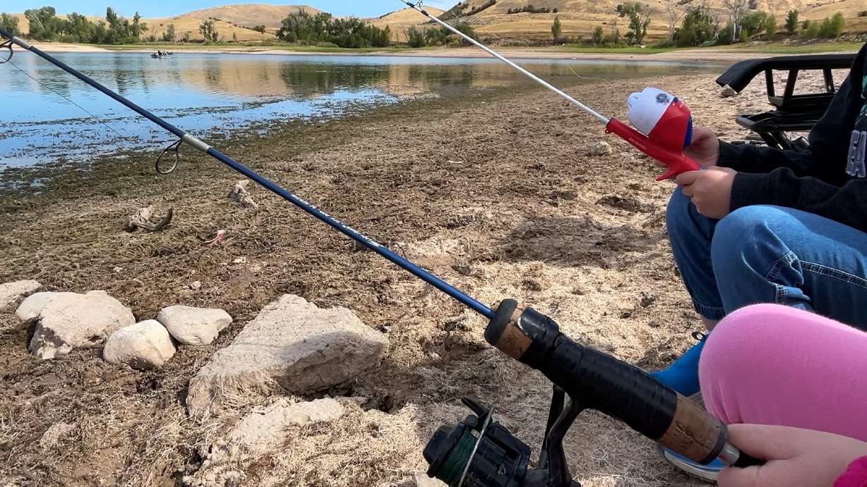 Kids fishing at Lamont Reservoir. Water is disappearing from two southeast Idaho reservoirs, and Idaho Fish and Game said it gives anglers an opportunity to take advantage of what's left.