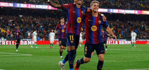 Raphinha hat trick sparks Barcelona's 7-2 rout of Racing in La Liga, Man United upset in League Cup